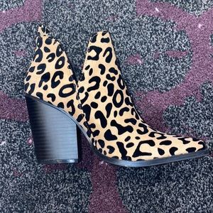 Animal print heeled boots
